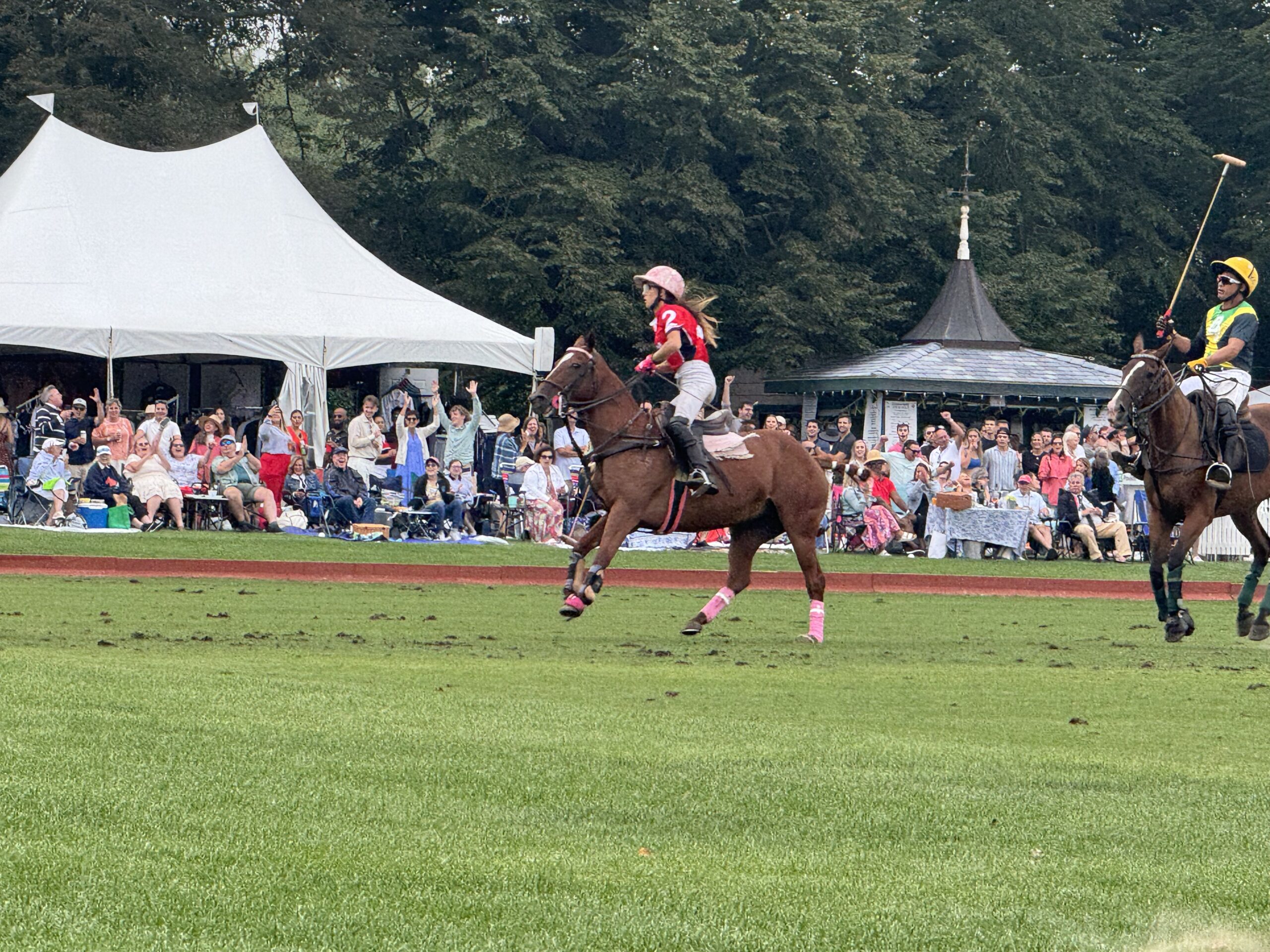 Players and spectators at a Newport International Polo match at Glen Farm